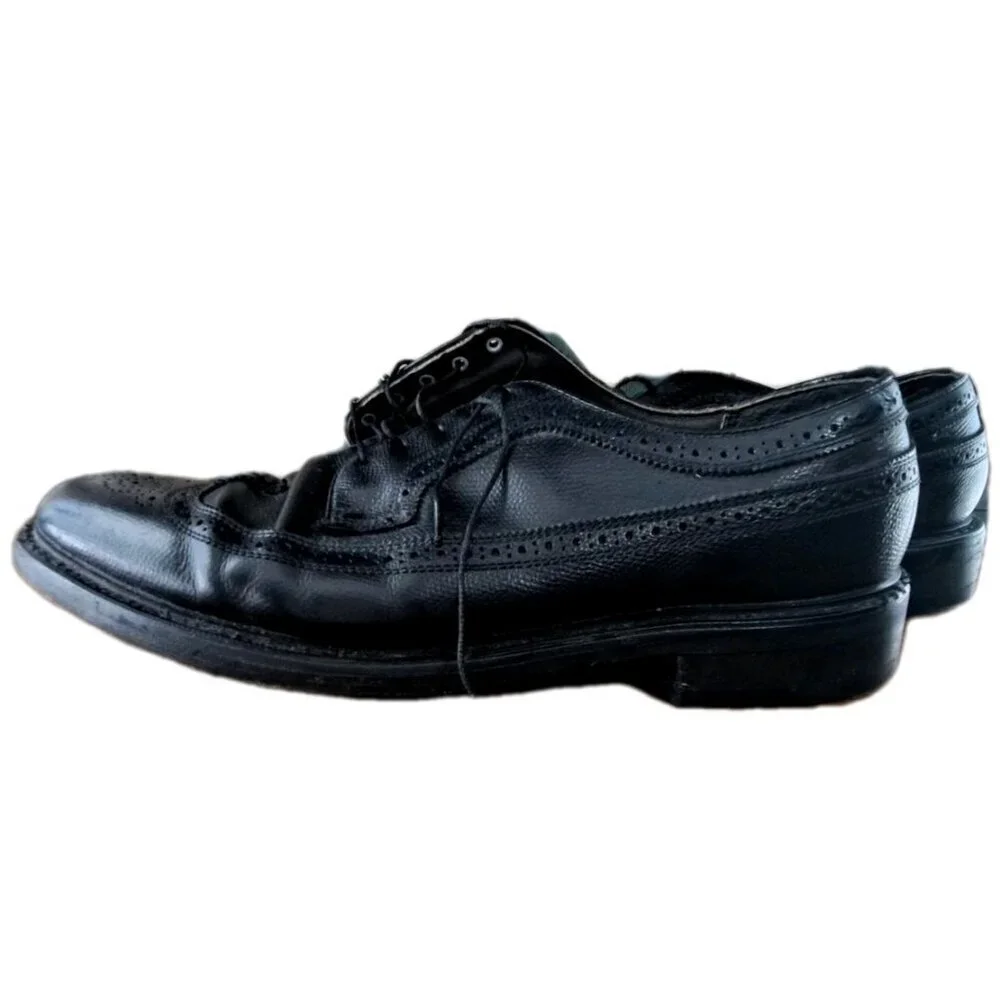Men's  Black 13D Wingtip Brogue Leather Oxfords